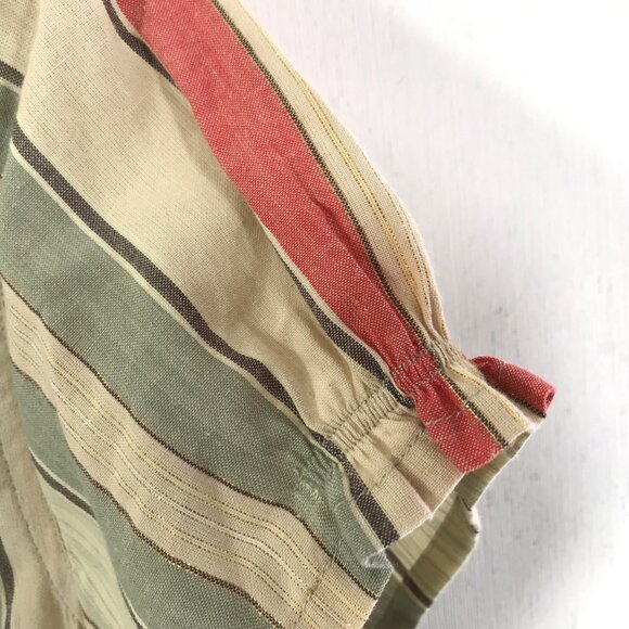 Ruffle Sleeve Button Down Shirt Striped Metallic M IB Diffusion - Picture 4 of 8